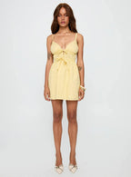 Viviette Ruched Mini Dress Lemon