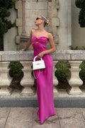 Strapless Satin Maxi Dress