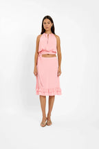 Draped Halter Top | Coral