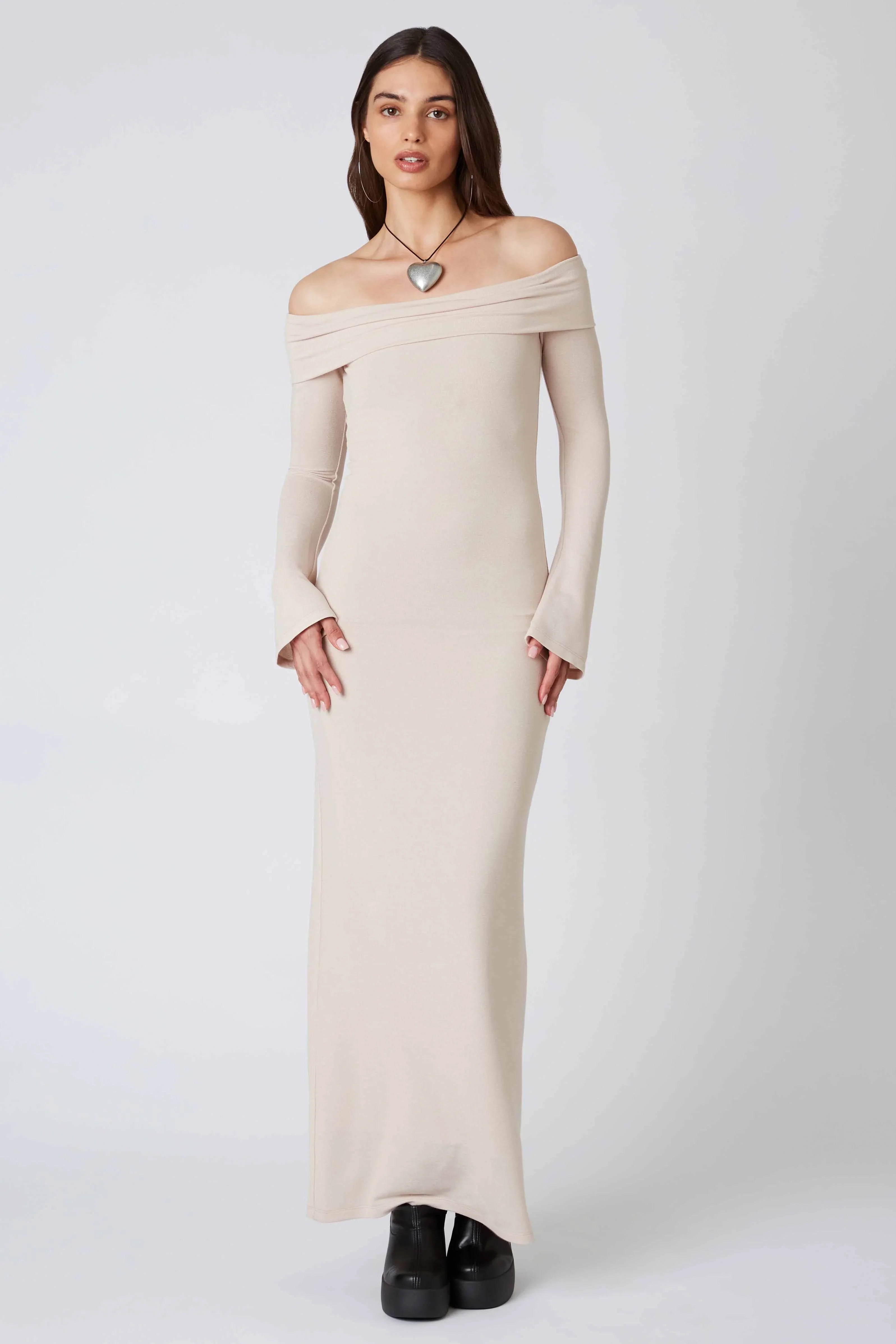 Long Sleeve Off the Shoulder Maxi Dress