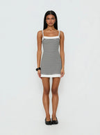 Bronxie Layered Mini Dress Black / White Stripe