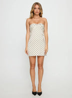 Irena Strapless Mini Dress Cream / Polka Dot