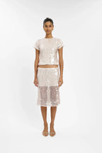 Midi Skirt | Pink Sequin