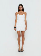Lissie Scoop Mini Dress White Polka Dot