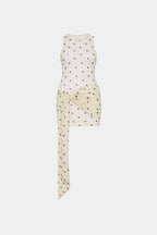 Wrap Mesh Mini Dress | Ivory Polka
