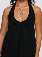 Daydreams Linen Blend Halter Mini Dress Black