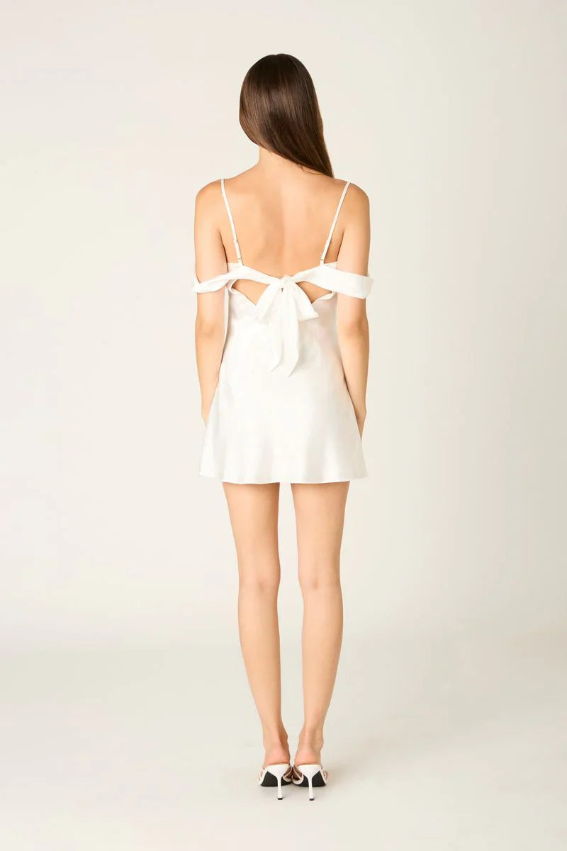 Satin Off The Shoulder Mini Dress