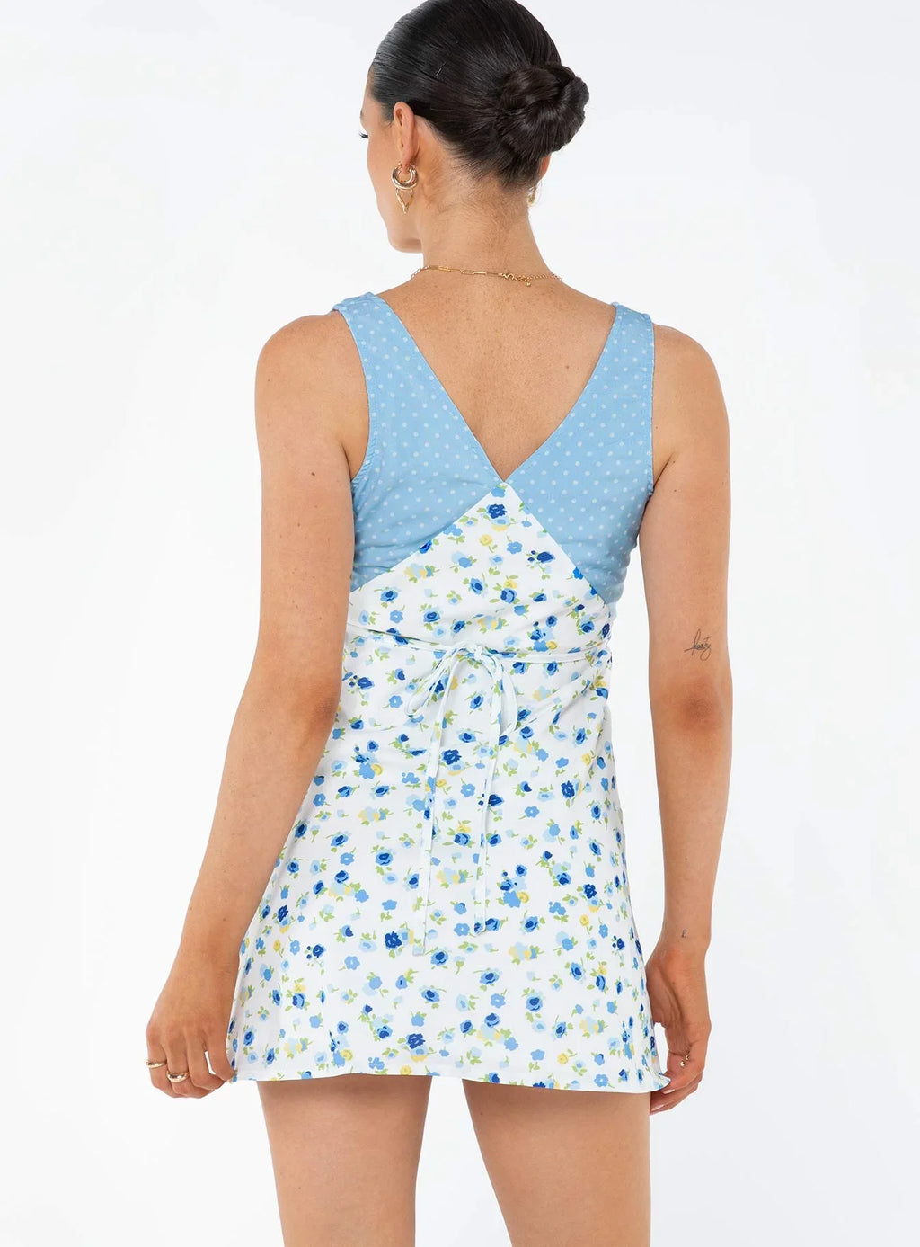 Nellie Spliced Mini Dress Blue / White