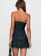 Ramie Strapless Mini Dress Navy
