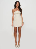 Luvstruck Strapless Mini Dress Beige Tall