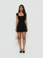 Bowee Fit and Flare Short Sleeve Mini Dress Black