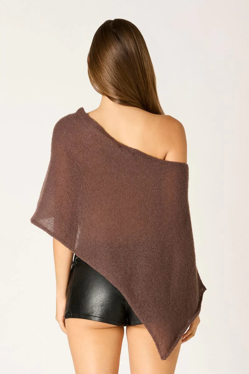 Asymmetric Sheer Knit Poncho