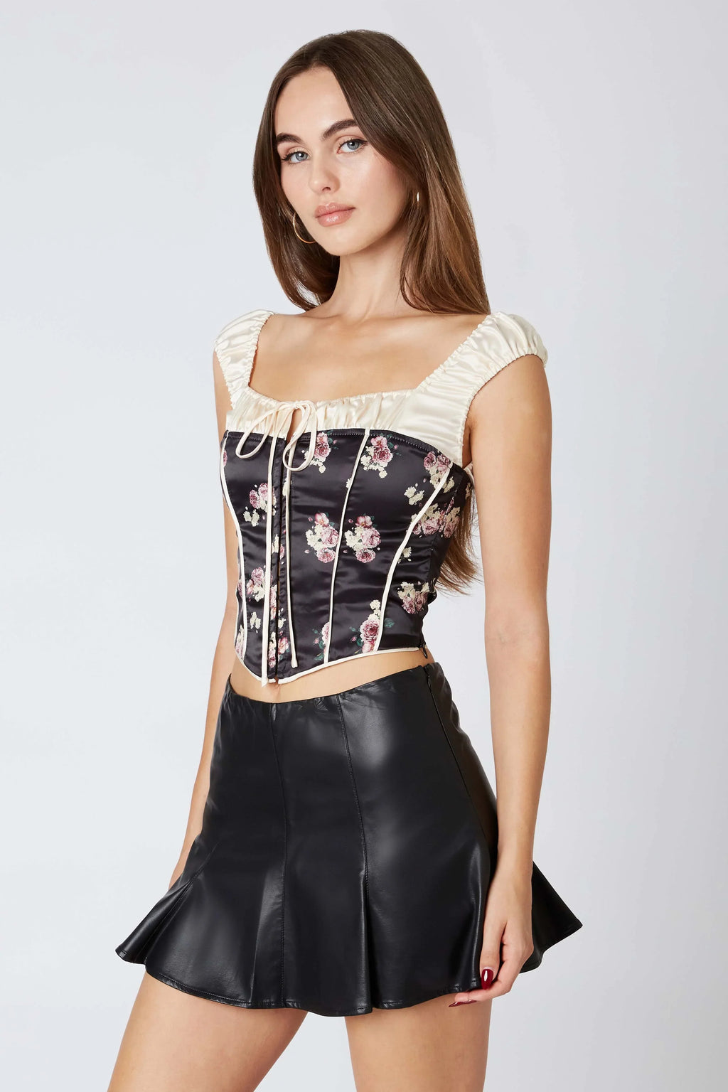 Puff Sleeve Satin Corset