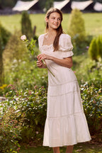 Selene Cotton Embroidery Lace Midi Dress