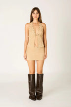 Faux Suede Halter Top