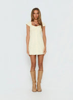 Marisella Button Down Mini Dress Butter Yellow