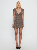 Cataleya V Neck Mini Dress Leopard