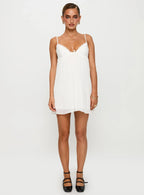 Baby Honey Pleat Mini Dress White