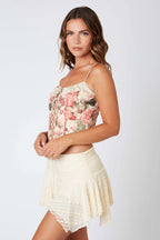 Floral Lace Up Corset Top