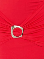 Margeaux Plunge Hardware Mini Dress Red