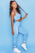 Evolve Seamless Asymmetric Crop Top in Light Blue