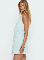 Minkie Halter Wrap Mini Dress Light Blue