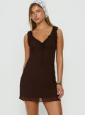 Natalis V Neck Mini Dress Chocolate