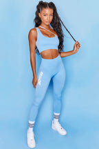 Evolve Seamless Asymmetric Crop Top in Light Blue