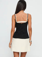 Mariselle Layered Corset Mini Dress Black / Cream