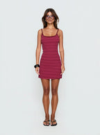 Rydar Scoop Mini Dress Red Stripe