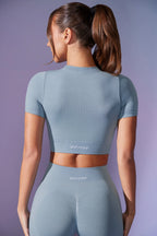 Define Luxe Baby Tee Crop Top in Denim Blue