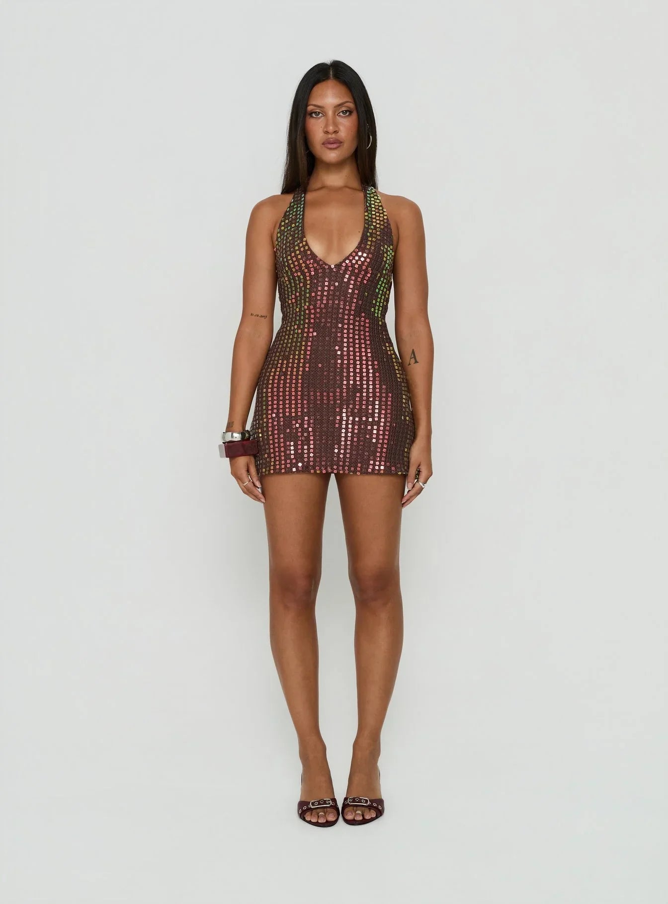Codamo Mini Dress Dark Brown Shimmer