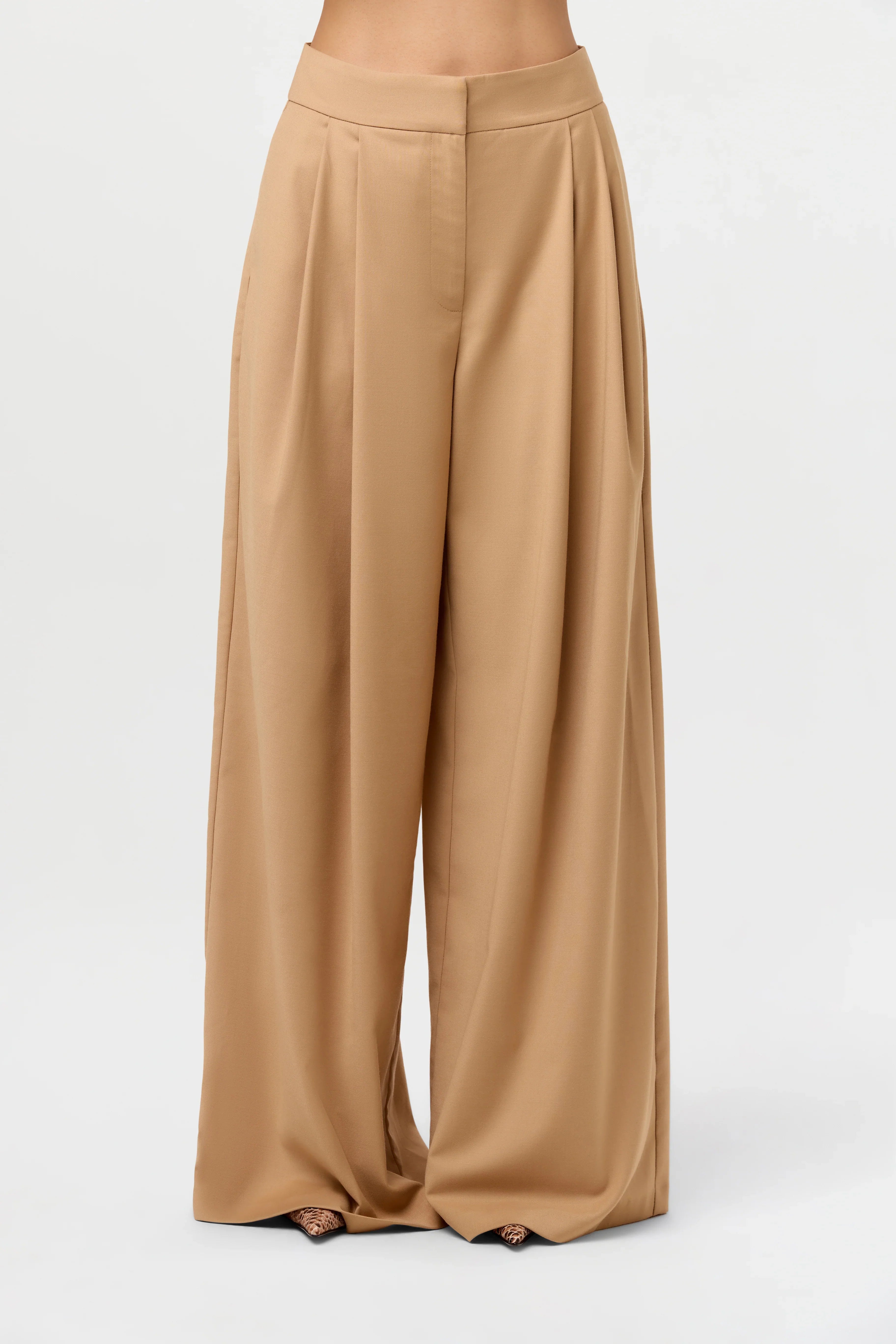 Suiting Pleated Wide-Leg Pant