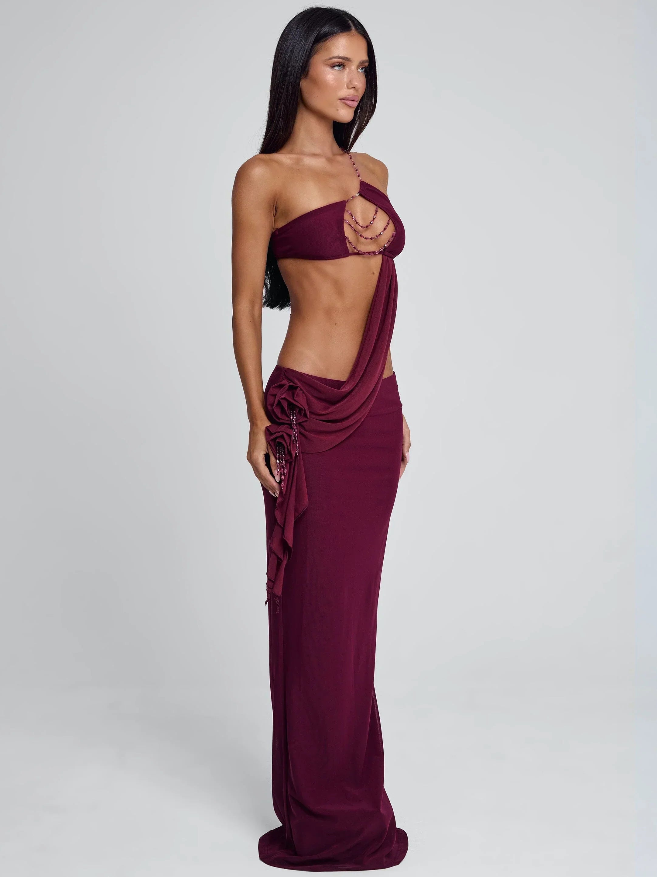 RAER MAXI DRESS BURGUNDY