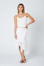 Lace Ruffle Midi Skirt