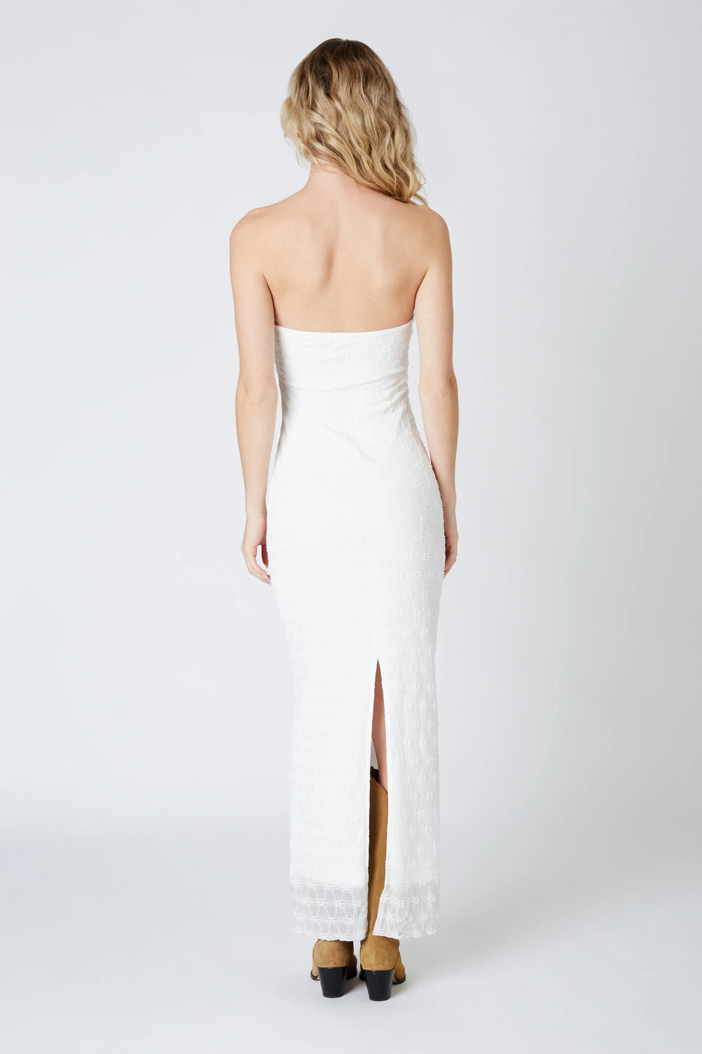 Strapless Lace Cut Out Maxi Dress